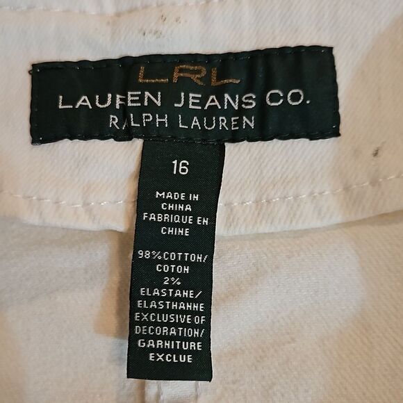 NWT LRL Lauren Jeans white denim jacket with eyelet trim size 16 - Picture 8 of 13